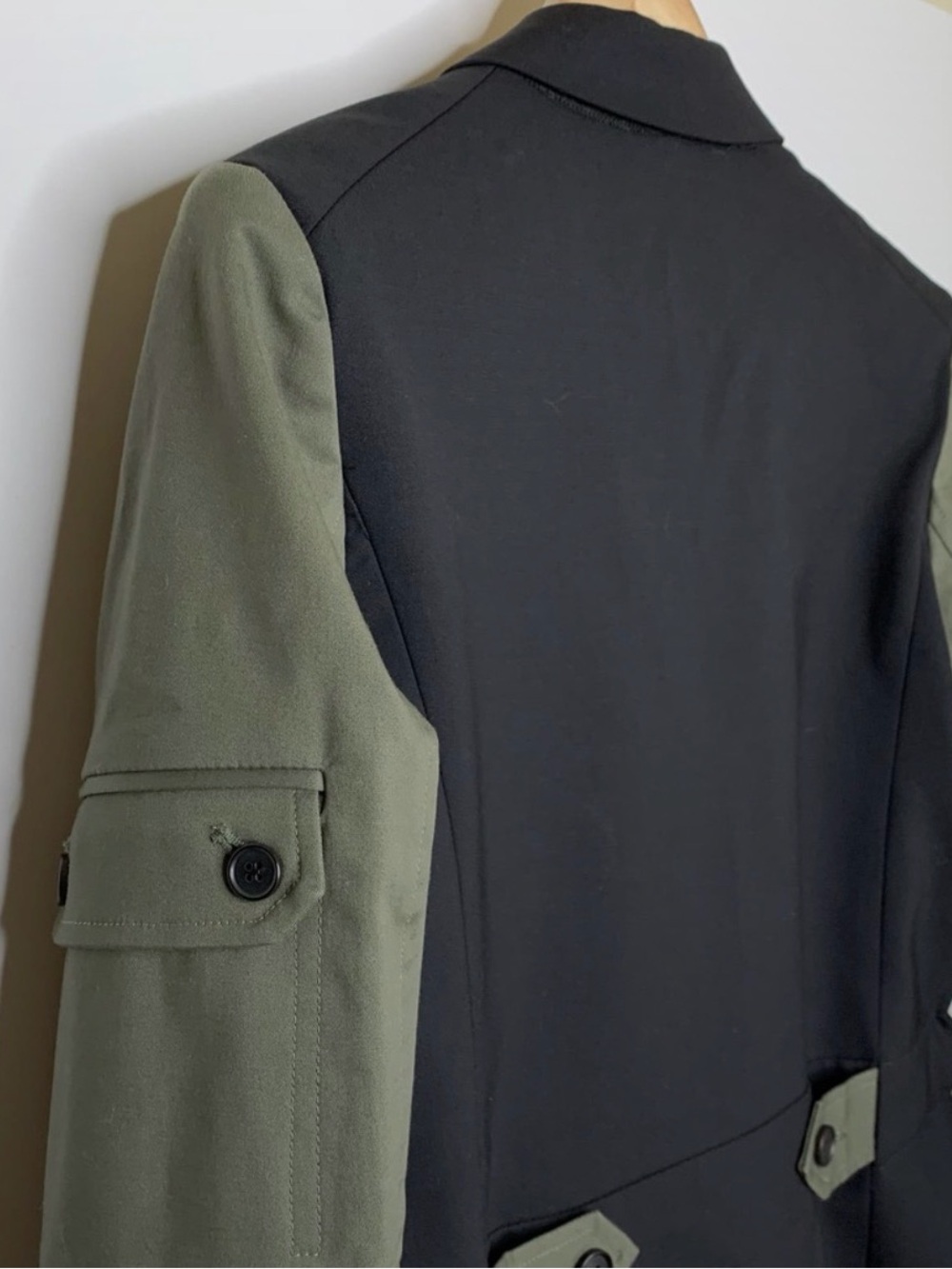 Veronica Beard Military Colorblock Dickey Jacket Black Army Green Wool Size 8 - Picture 7 of 14